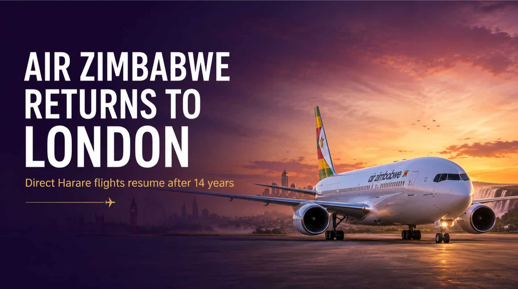 Air Zimbabwe aircraft for direct London Gatwick to Harare flights